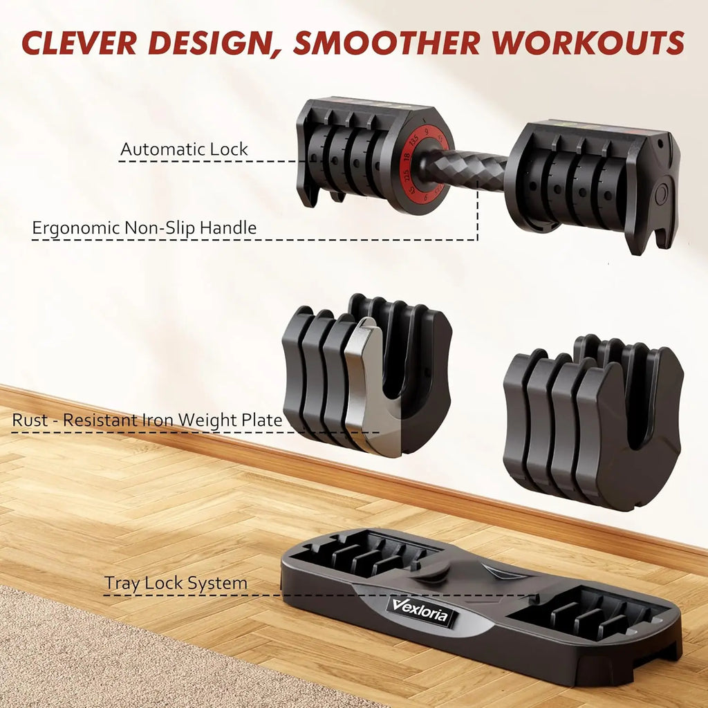 Verstellbare Hantel, 22,5 lb 5-in-1-Hantel mit Schnellverstellung, freie Gewichte mit Ablagefach für das Fitnessstudio zu Hause, Ganzkörpertrainingsgerät