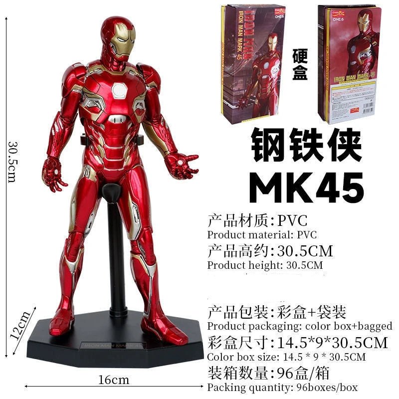 30cm Anime Iron Man Action Figure PVC Model statue Toys Doll Desk Decor Collectible Gifts boxed