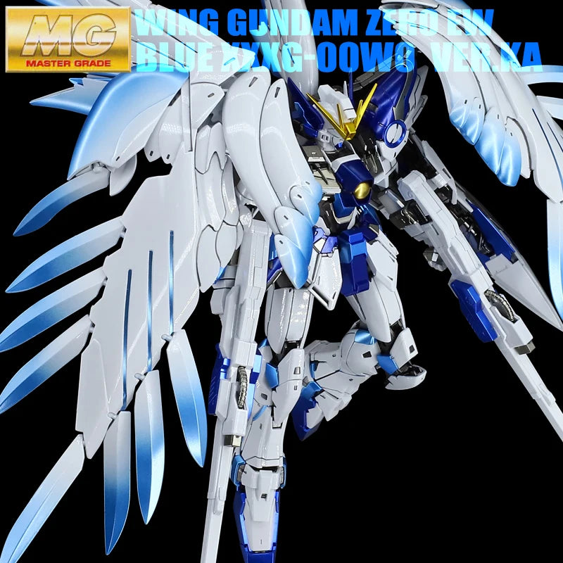 Bandai  MG 1/100 Ice Blue Angel FLYWING ZERO TITANUM FINISH Model Kit Anime Action Fighter Assembly Models Collection Kids Gift