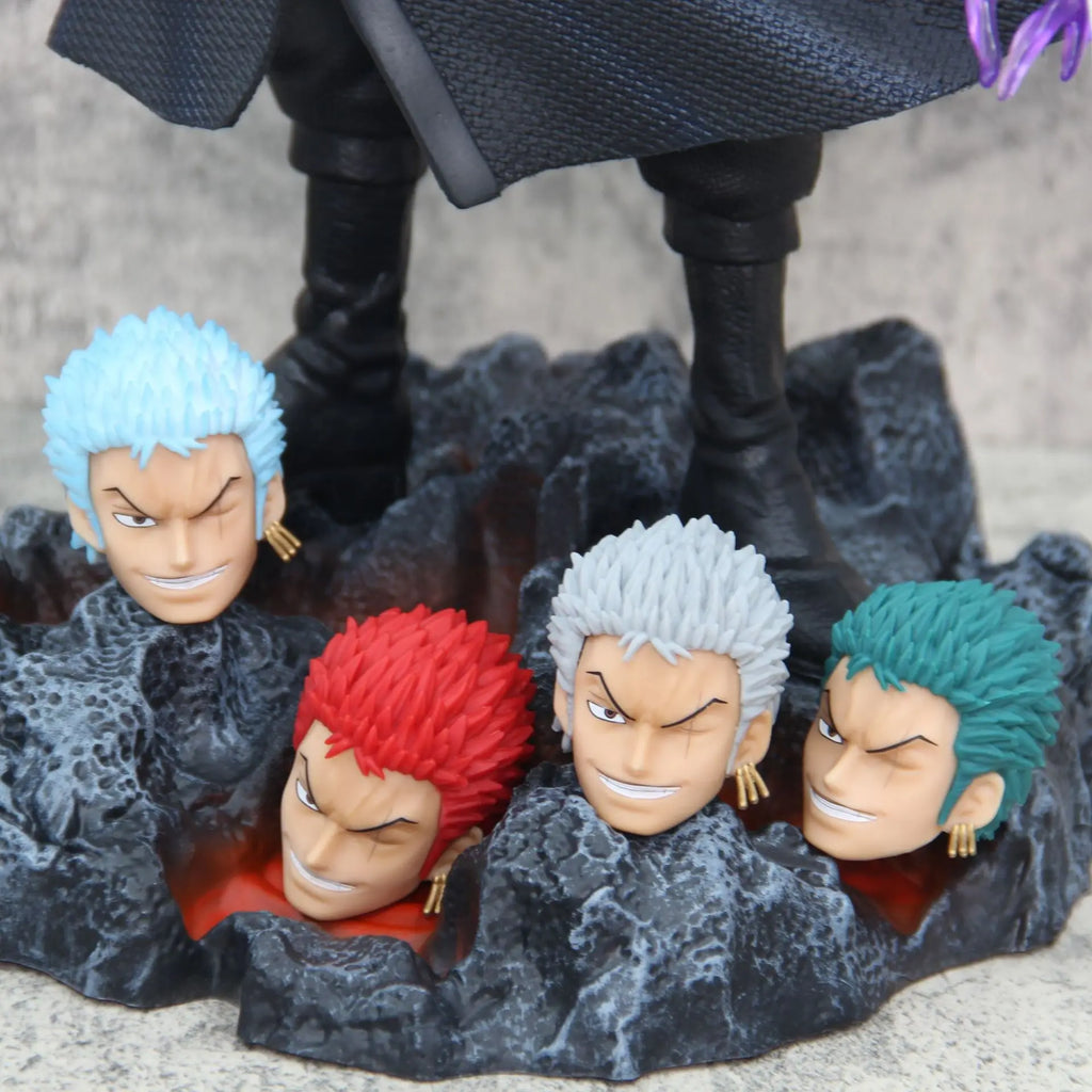 50 cm große One Piece Figur Roronoa Zoro, stehende Pose, mit Messer, fünf austauschbare Köpfe, Modell, Anime-Action-Sammelfigur
