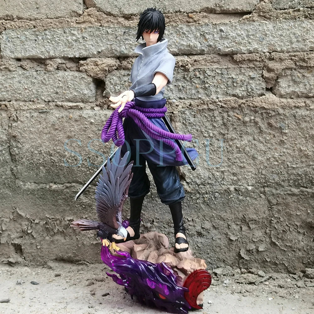 42 cm große Naruto Shippuden Figur Naruto Uzumaki Uchiha Sasuke Japanische Anime PVC Actionfigur Spielzeugstatue Sammlermodell Puppe Geschenk