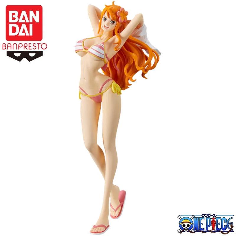 Auf Lager One Piece Nami Figuren Stehende Haltung Badeanzug Auto Ornamente Puppen Actionfiguren Sammlung Geschenke