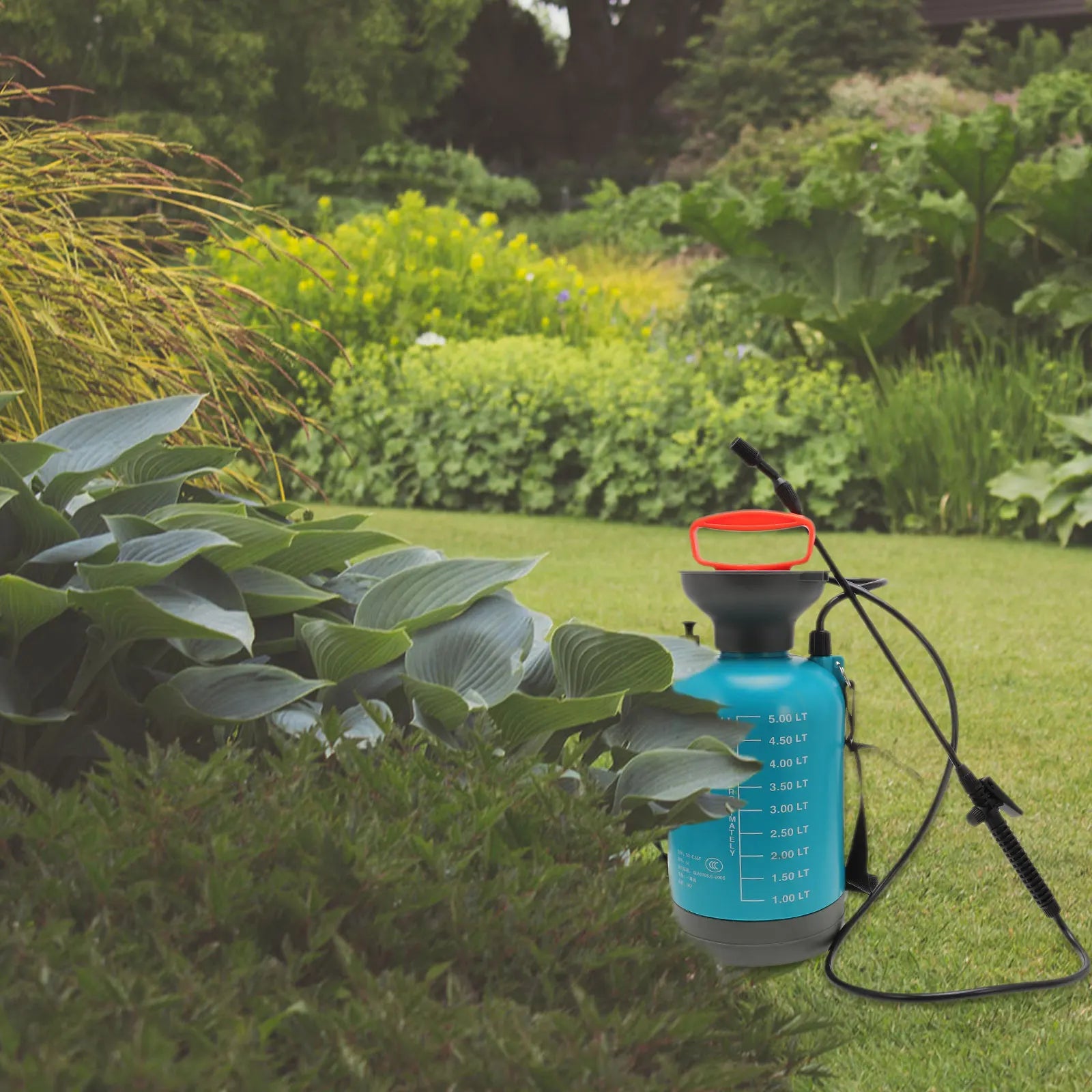 1 pc 5L Pressure Spray Bottle Watering Can Manual Pot Sprayer Garden Car Wash Home Office Park Light Watering Can Blue Durable