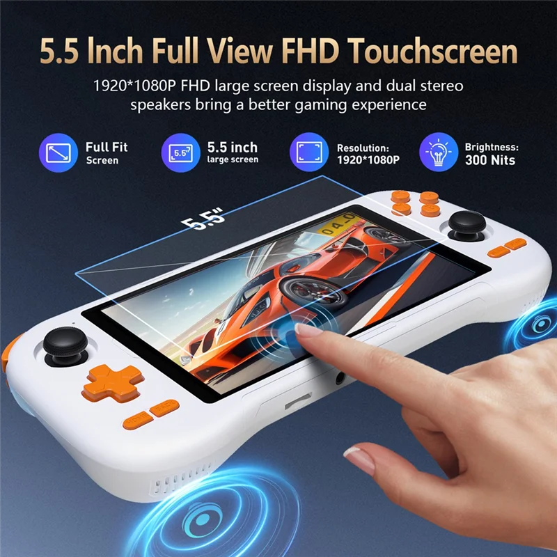 A25P K56 Handheld Video Game Console 5.5" Touch Screen Android 14 WIFI5 50 Emulators For PS1/For PSP/DC/SS Retro Game Player C