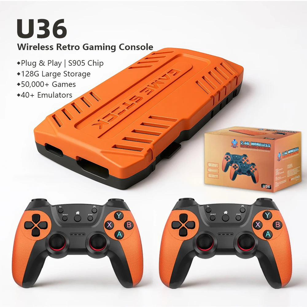 U36 Retro Game Console S905 128G 50,000+ Games consola juegos retro 40+ Emulators For PS1/PSP with 2.4G Wireless Controllers
