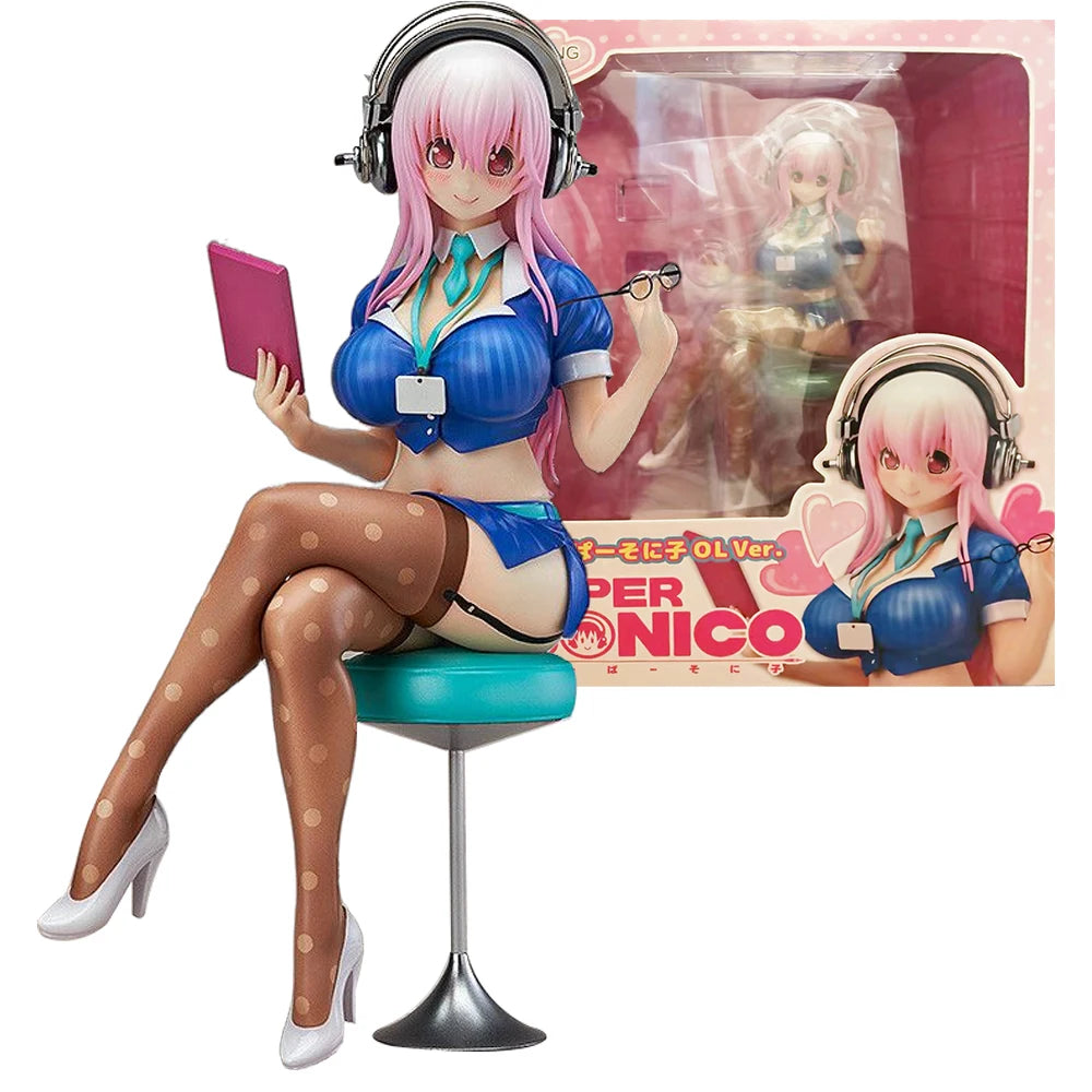 18CM Anime Super Sonico Sonico Figure Sitting Position Animation Model Toys Gifts Collection Decoration Ornaments PVC 1/7