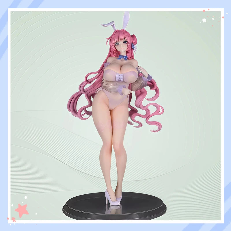 Anime Figure Bunny Girl Pink Hair Lace Standing PVC Figure Collectible Anime Game Peripheral Desktop Ornament 27Cm For Adult