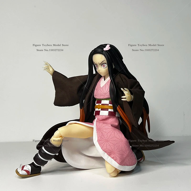 1/12 Kamado Nezuko Anime Girl Soldier Kimono Coat Pink Short Skirt Clothes Accessory For 6" Demon Slayer Action Figure Decor