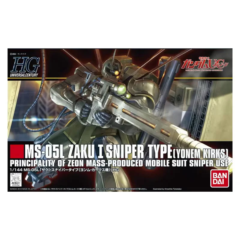 100% GENUINE BANDAI GUNDAM HGUC 1/144 MS-05L ZAKU 1 SNIPER TYPE  ANIME ACTION FIGURE ASSEMBLY TOYS MODEL DECORATIVE TOY GIFTS