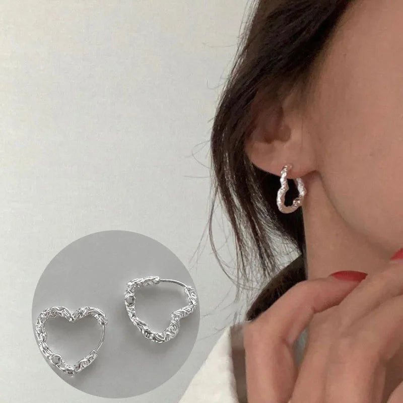 VENTFILLE 925 Sterling Silver Chunky Hoop Earrings for Women Geometric Circle Punk Ear Jewelry Party Gifts 2023 New Dropshipping