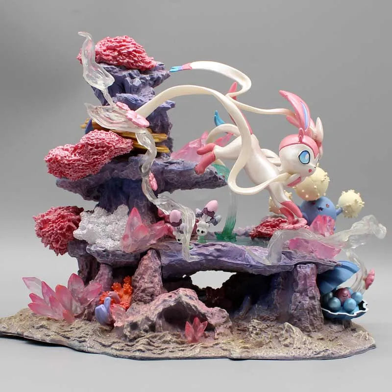 Pokemon Sylveon Anime Figuren Eevee Island 20cm Action Gk Figurine Pvc Statue Schreibtisch Decora Sammler Modell Spielzeug Weihnachtsgeschenke