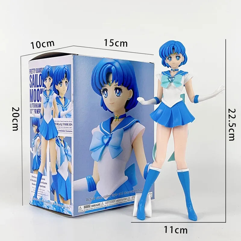 22cm Anime Sailor Moon Figure Sailor Mars Sailor Mercury Action Figures Hand Made Toys Kawaii Model Doll Ornaments Kids Gifts