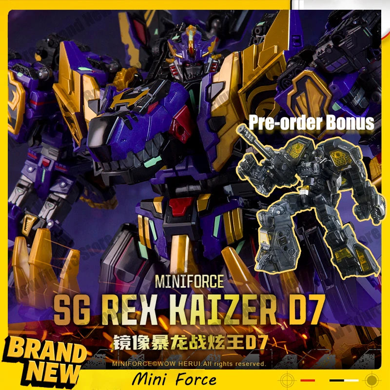 Brand New MINIFORCE SG REX KAIZER D7 Action Figure The Strongest Dinosaur TRANSCON Limited Set Pre-order Bonus Battle Cop
