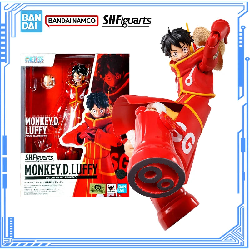 Bandai Original One Piece Modellbausatz Anime Figuren SHF Monkey D.Luffy Future Island Egghead Actionfigur Sammlermodell Spielzeug