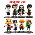 Demon Slayer Q Version Anime Figures 8Pcs Set Tanjiro Nezuko Hashira Collection PVC Model Birthday Christmas Gift for Kids