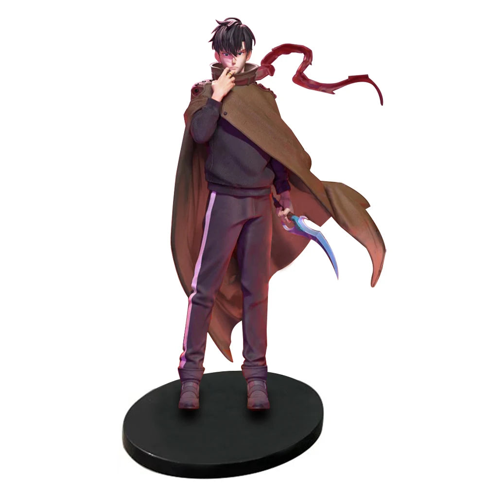 21 см аниме подобрена самостоятелна фигурка Sung Jin Woo екшън фигурка наметало анимирано издание модел бойна сцена статуя играчка кукла момчета подарък