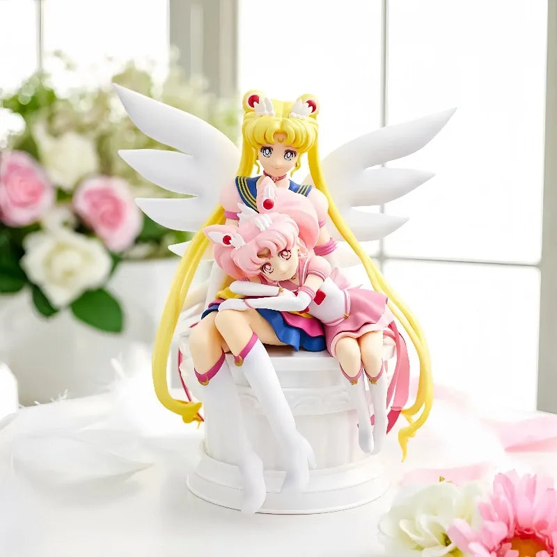 In Stock Sailor Moon Wings Mizuki Tsukino Usagi Tsukino Sitting Figure Doll Model Boxed Figurine Statue Doll Birthday Gifts