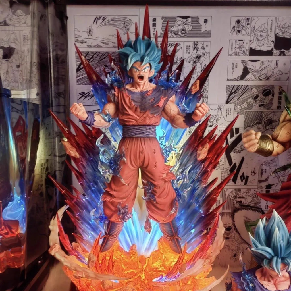 45cm Dragon Ball Goku Super Saiyan God Super Saiyan Anime Figure Model Statue Boys Collection Desktop Decoration Ornament Toys