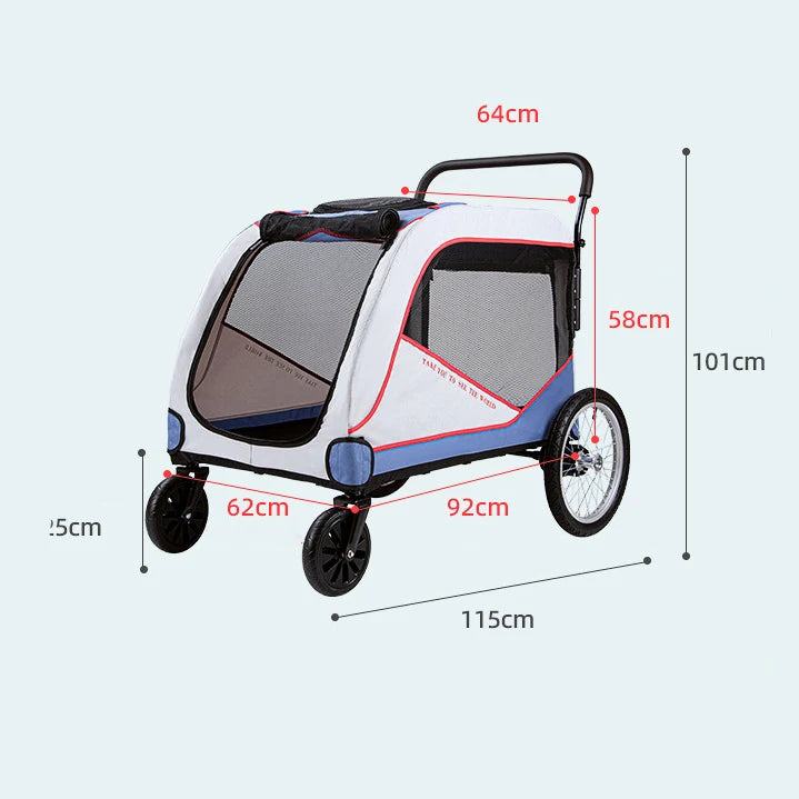 Luxuriöser großer faltbarer Kinderwagen für Haustiere mit Katzentransporter, Reisewagen für Hunde, Reisetrolley für Hunde, luxuriöser Kinderwagen mit 4 Rädern