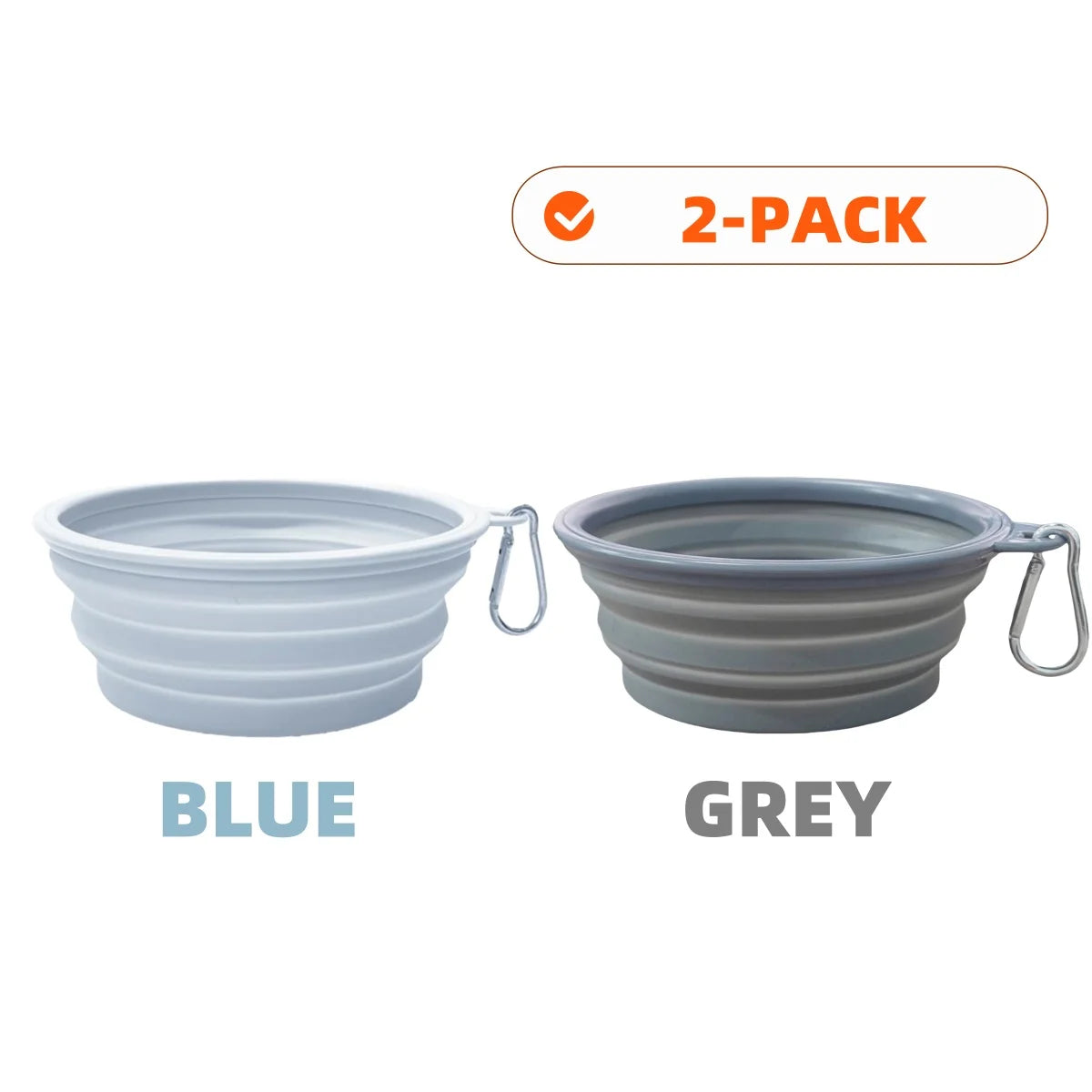 2er-Pack faltbare Silikon-Futter- und Wassernäpfe für Hunde, ideal für Outdoor-Camping und Reisen, mit Karabinerhaken