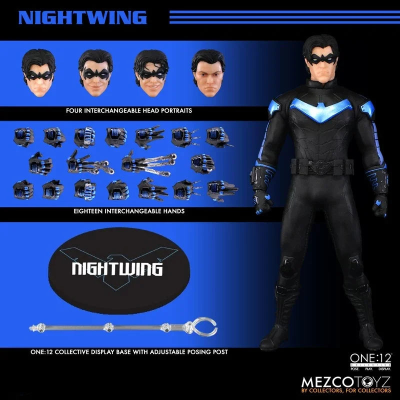 In Stock Mezco Toys One:12 Nightwing Robin Dick Grayson Movability Model Toys Collection Cartoon