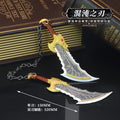 Mini Kratos Sword Key Chain Pendant For Men God of War 9cm Blades of Chaos Tiny Weapon Key Ring with Stand Accessories Keychain