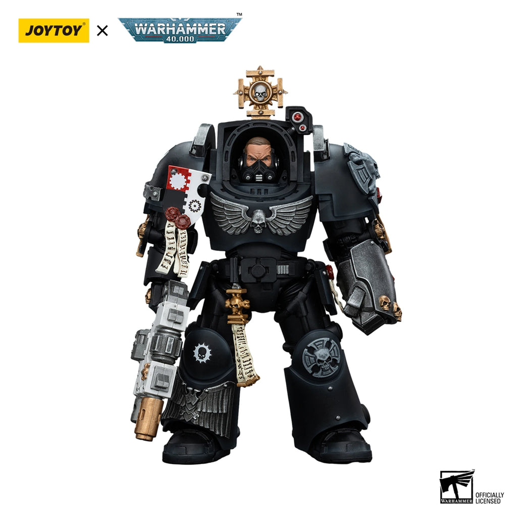 JOYTOY Warhammer 40K 1/18 Scale Action Figure - Iron Hands Terminator Captain with Interchangeable Weapons & Display Base