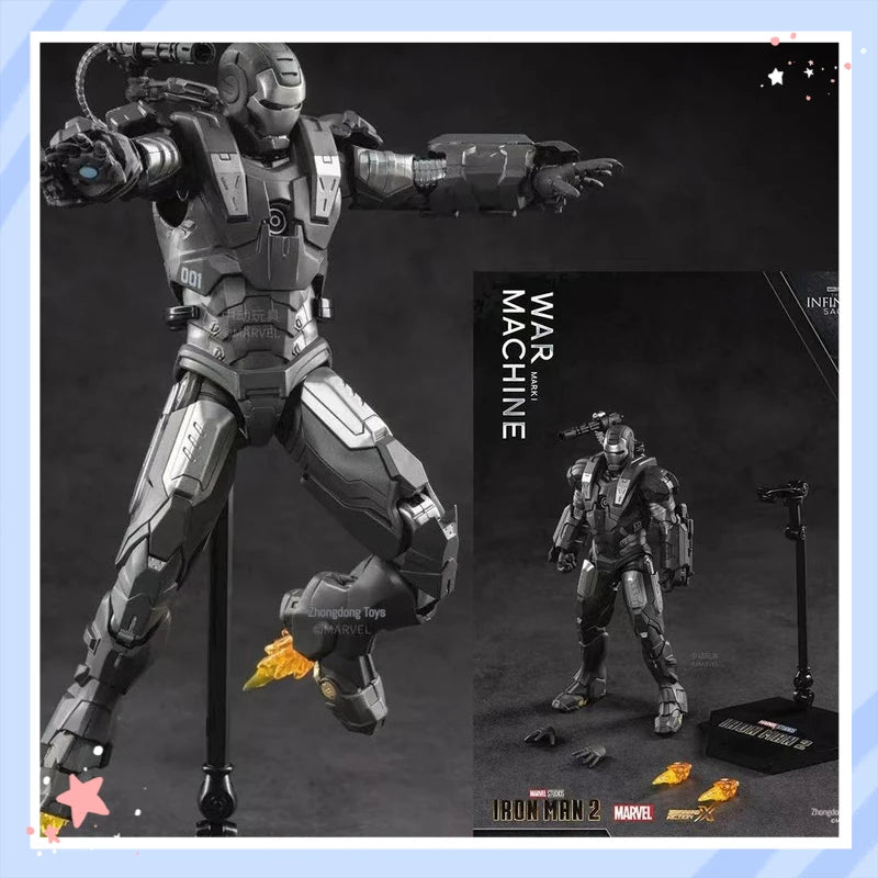 ZD Toys Marvel Iron Man MK2 Action Figure 18cm 20 Articulated Joints With Illuminated Charging Hall Of Armor Extra Hands
