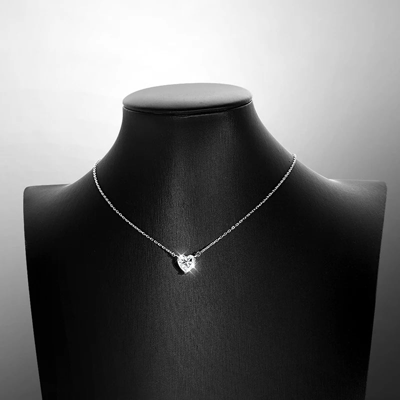 Smyoue 1CT 2CT 3CT Herzschliff zertifizierte Moissanit-Halskette für Damen, 18 Karat vergoldeter Schmuck, Sterlingsilber S925, Anhängerkette