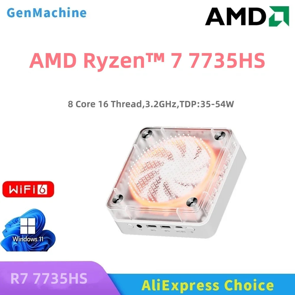 GenMachine AMD Ryzen 7535HS 7535U 7735HS 7735U Windows 11 Ryzen MINI PC WIFI6 diy gaming computer Mini Pc Ordenador
