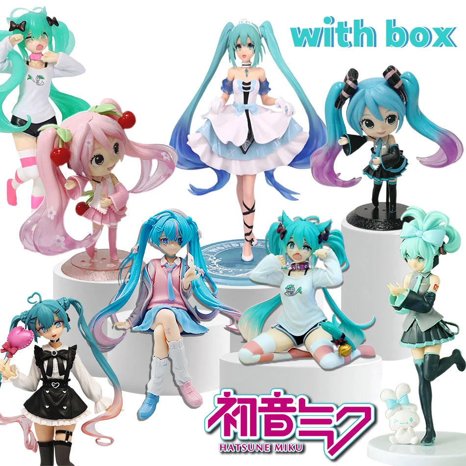 Anime Hatsune Miku Figure 12-22CM Virtual Singer Manga Statue Kawaii Model Toy for Computer Desk Cake Decoration Gift