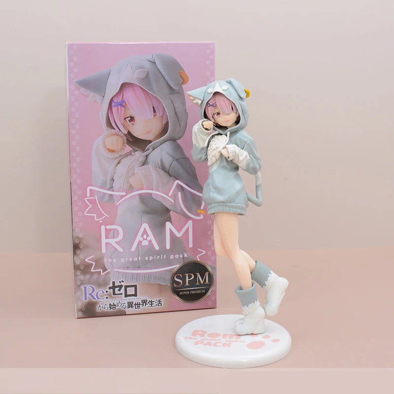 22CM Anime Re:Zero kara Hajimeru Isekai Seikatsu Rem Figure Model Ram Puck Starting Dresses PVC Emilia Collection Gift Toy