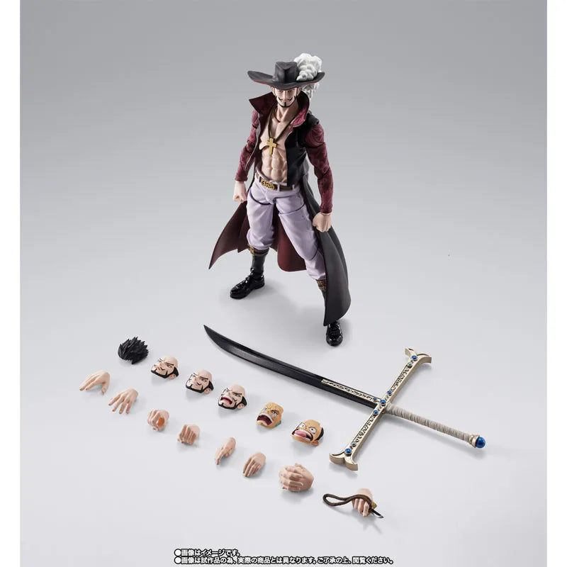 Bandai S.H.Figuarts One Piece Model Kit Genuine SHF Dracule Mihawk Hawkeye Anime Action Figure Collection Model for Toys Gifts