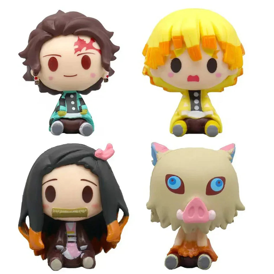 4pcs/set Demon Slayer Action Figure Kimetsu No Yaiba Kamado Tanjirou Nezuko Agatsuma Zenitsu Action Figure Anime Model Toys Gift