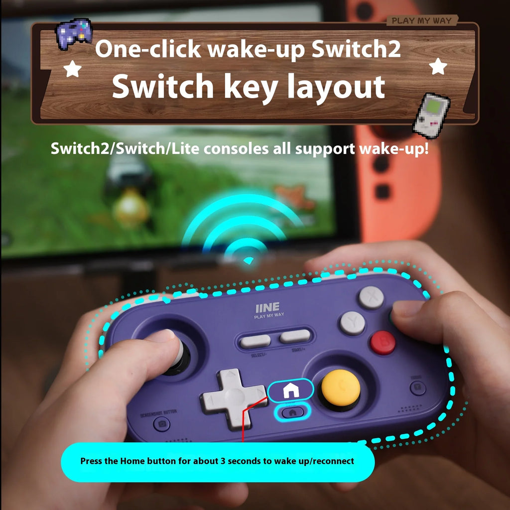 IINE Retro Card Game Controller Portable Switch2 mini handle Hall Joysticks 1000Hz Recessed Joystick Designed Customizable Gifts