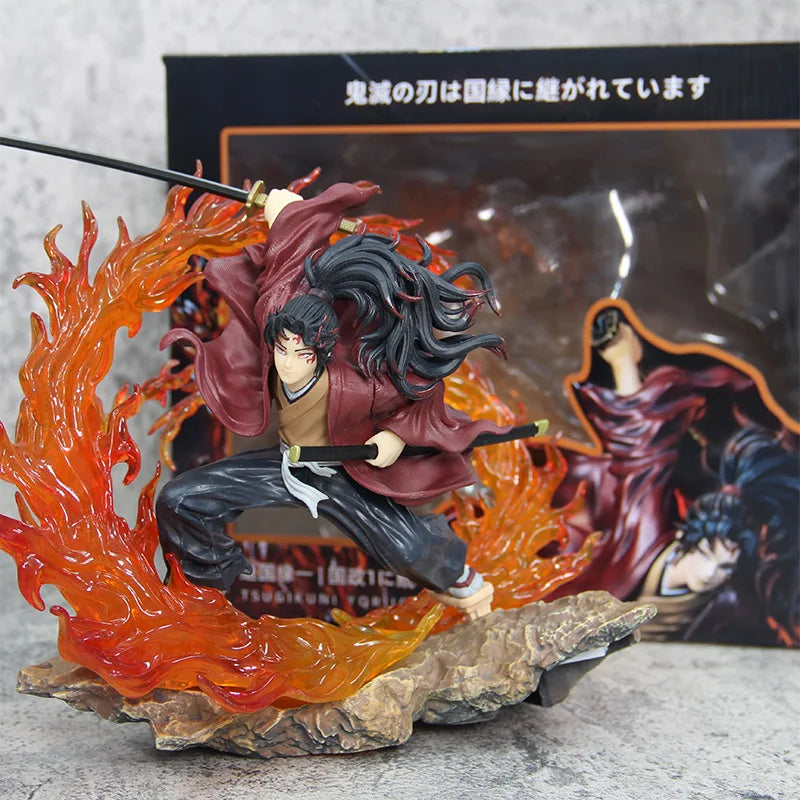 Hot 21cm Demon Slayer Kokushibo Tsugikuni Yoriichi Figure Gk Fierce Battle Action Figurine Pvc Statue Model Dolls Decor Toys