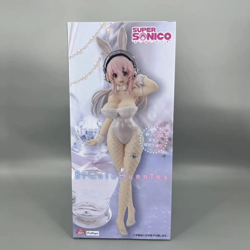 In Stock FuRyu Original Genuine Super Sonico BiCute Bunnies Figure Pearl White Ver. 30cm Sexy Collections Model Toy Figures Gift
