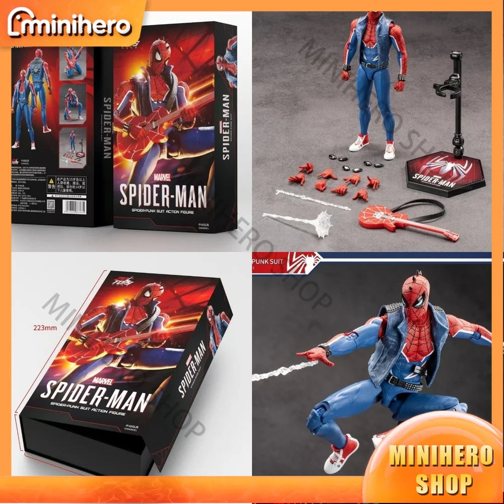 In stock ZD Toys Zhongdong Official Spider-Man Punk Costume Action Figure with Articulated Joints Collectible Toy Model
