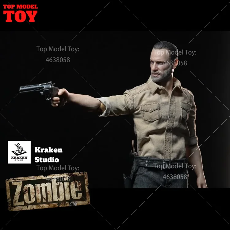 Kraken Studio 1/12 Scale Terrifying Zombie Police Killer Rick Figure Full Set 6'' Men Soldier Action Figure Model Collectible