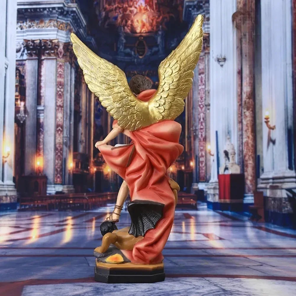 Colorful Saint Michael's Angel Statue,Paintings Guarding Justice,Home Blessing Decoration,Guardian of Eden Resin Crafts Gift