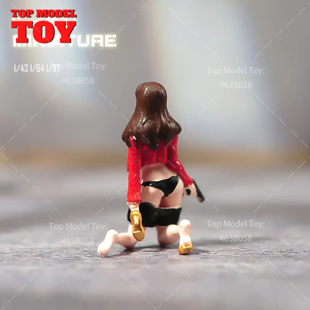 Bemalte Miniaturen 1/87 1/64 1/43 Anime Kniende Haltung Halten Pistole Schönheit Mädchen Szene Requisiten Figuren Modell Für Autos Fahrzeug Spielzeug