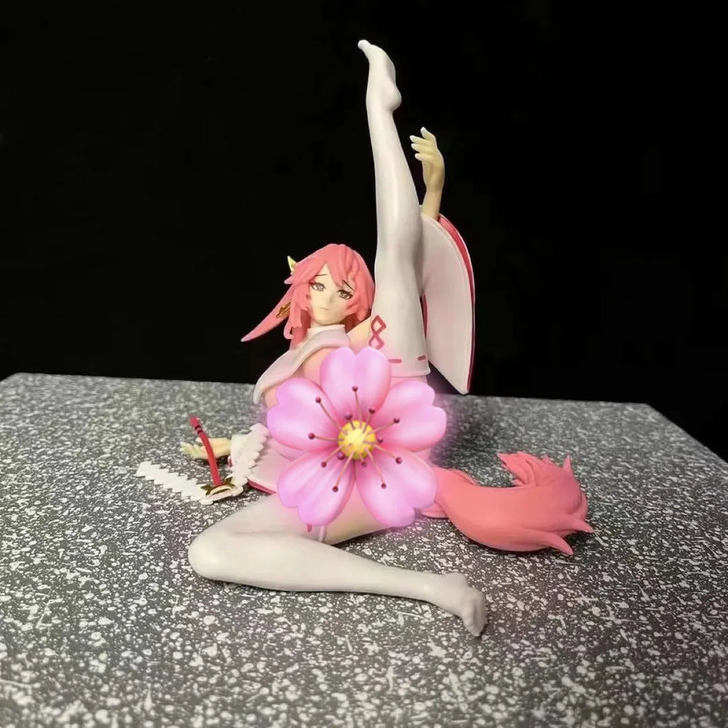 15cm Genshin Impact Yae Miko Lying Leg lift Beautiful Girl Anime Handmade Action Figures Desktop Case Decoration Ornament Gift