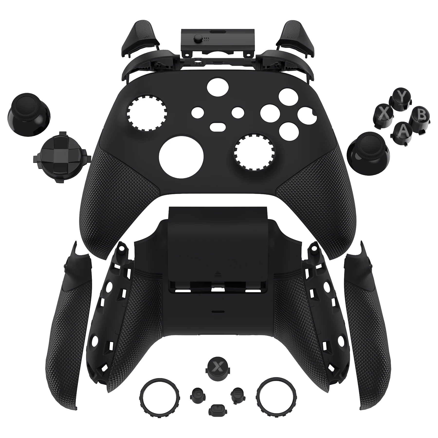 eXtremeRate ASR-Version, vollständiges Set an Shell-Tasten für Xbox Core Controller (Xbox Series X &amp; S Controller) – Diamantstrukturiertes Schwarz