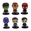 6pcs/set Marvel The Avengers Steve Rogers Iron Man Spider-Man Q Ver. PVC Action Figure Anime Figure Car Decoration Model Toys