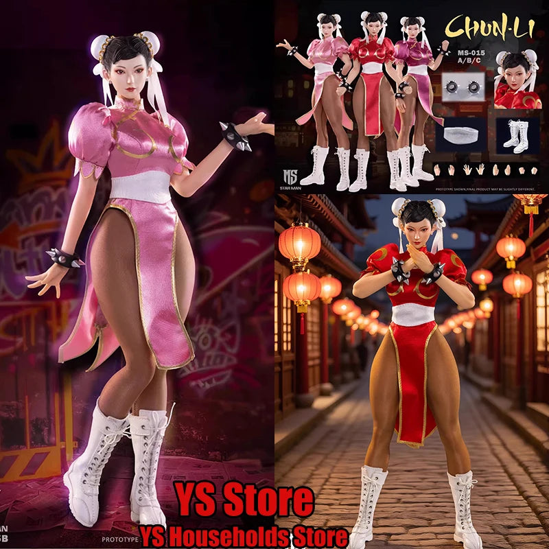 Quick Shipment 1/6 Female Fighter Chun Li Cloth Action Figure Janpanese Game Muscle Body Design STAR MAN MS-015 12" Soldier
