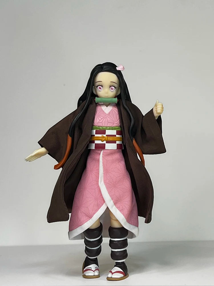 1/12 Kamado Nezuko Anime Girl Soldier Kimono Coat Pink Short Skirt Clothes Accessory For 6" Demon Slayer Action Figure Decor
