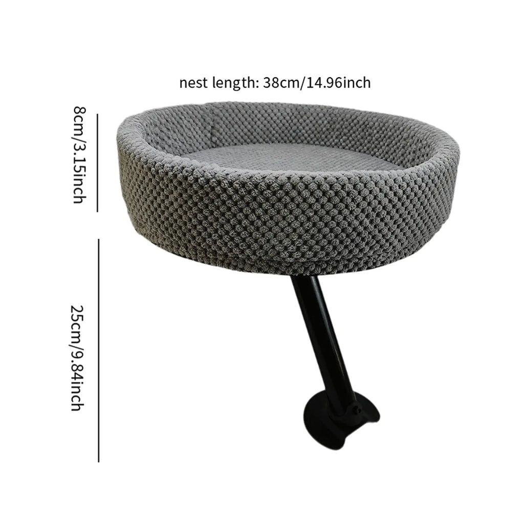 Cat Desk Bed Cat Hammock Elevated Round Sturdy Bed 360° Rotation Cat Nest Kitten Furniture for Home Office Clamping Table