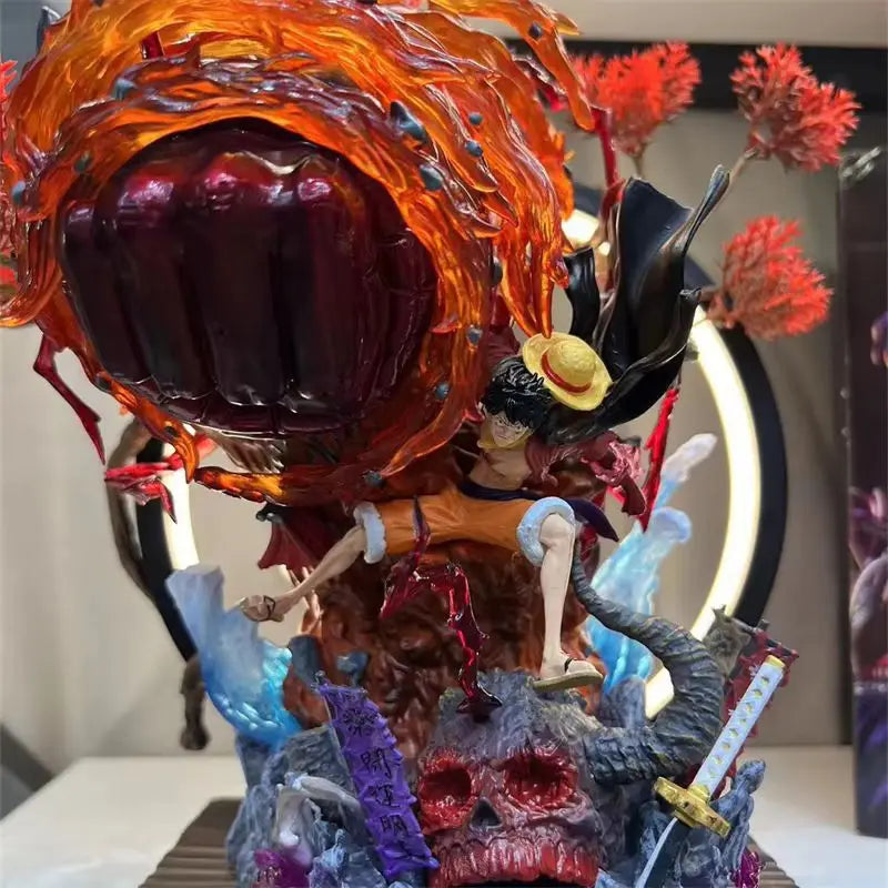 25 cm Anime Luffy One Piece Actionfigur – Monkey D. Luffy Gear 5 Big Karma Fire PVC-Statue Sammlermodell Spielzeuggeschenk