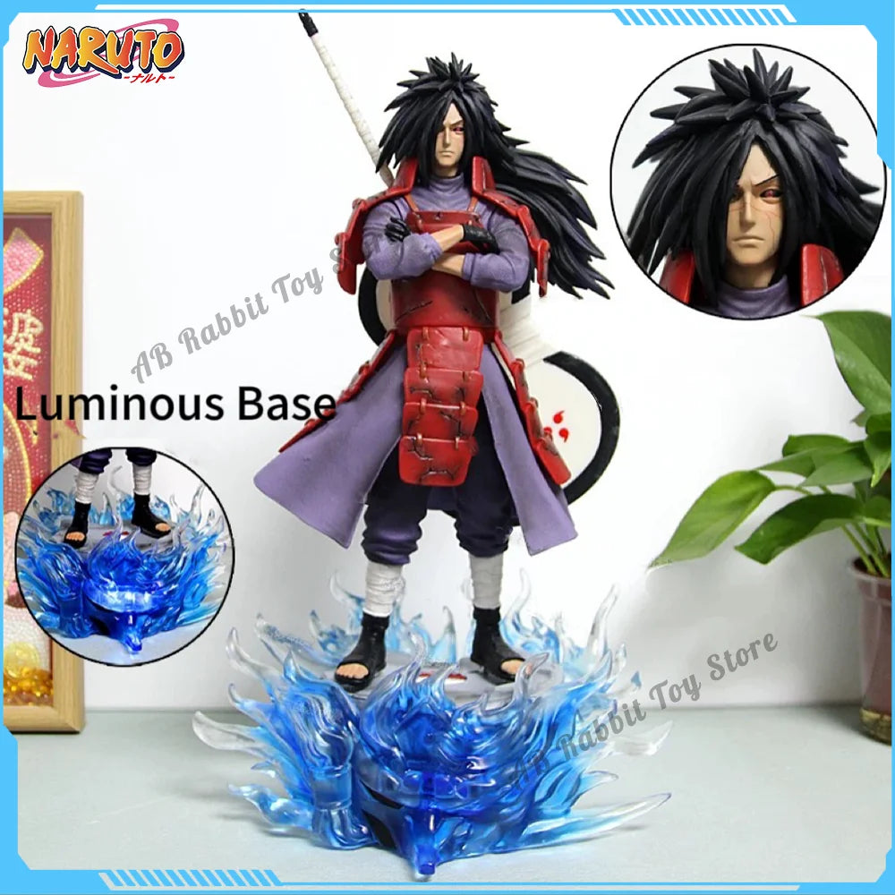 Naruto Uchiha Madara Anime Figuren Türgott Ban Figur mit leuchtender Basis Statue 42cm GK Modelle Sammlung Kinder Geschenke Spielzeug