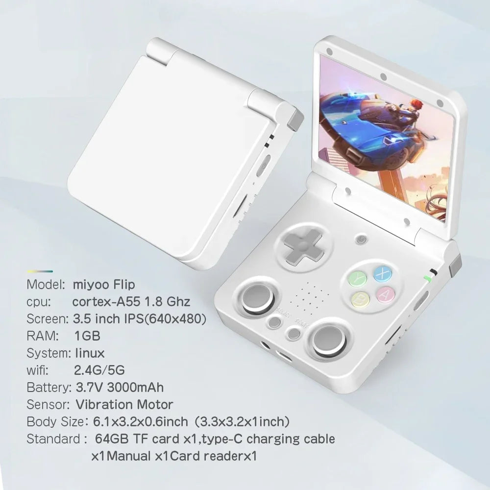 Miyoo Flip V2 Fold Handheld Game Players Consoles Portable Video Game 3.5'' IPS Linux System Retro Game Console Collapsible Gift